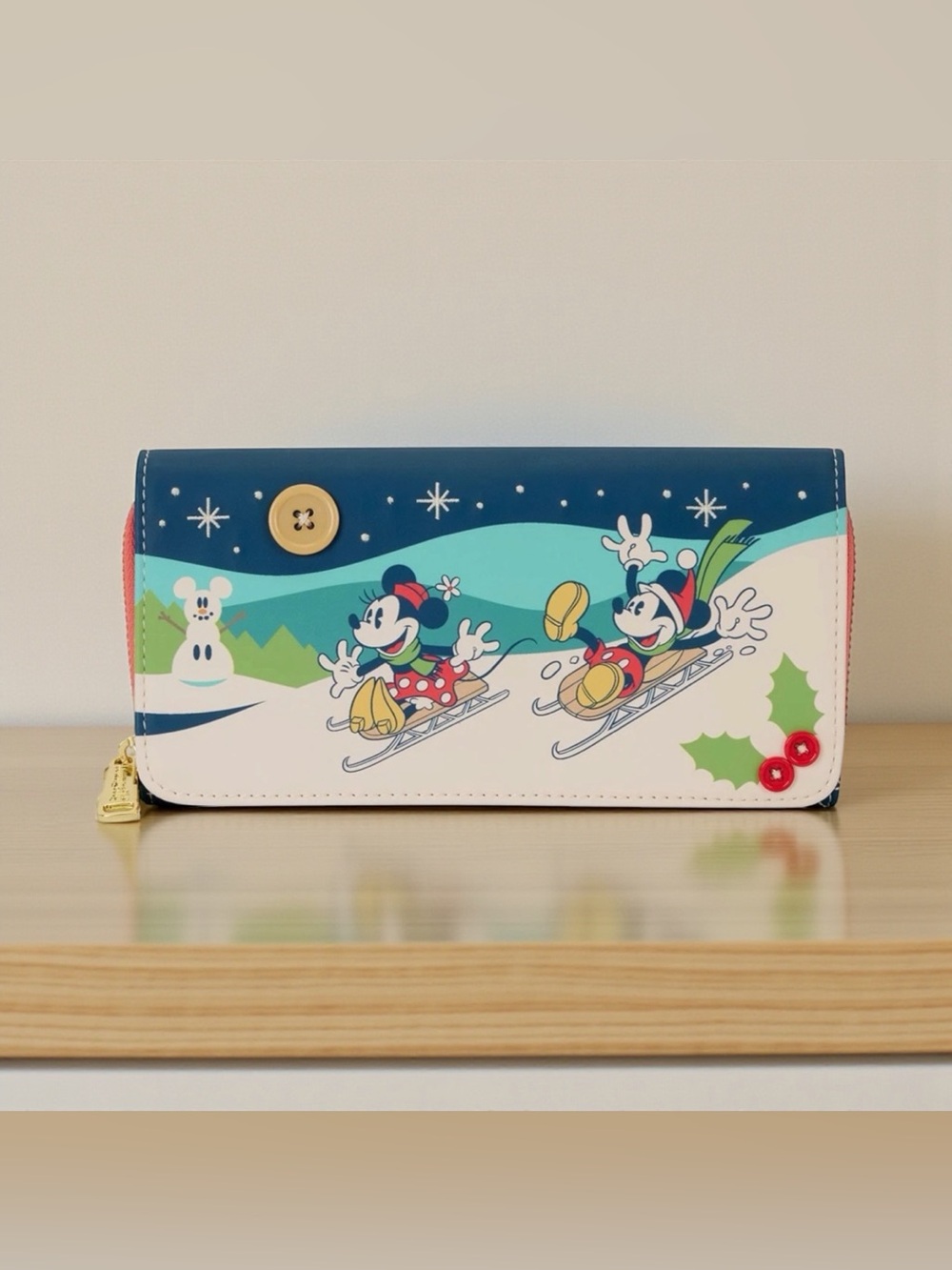 Loungefly Disney Mickey & Minnie Holiday Wristlet Wallet NWT